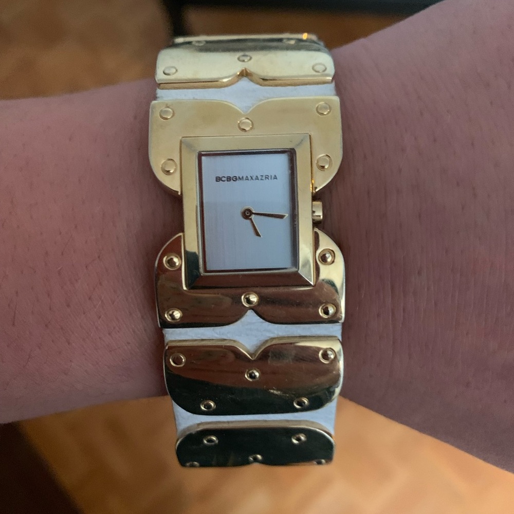 BCBG watch in white leather